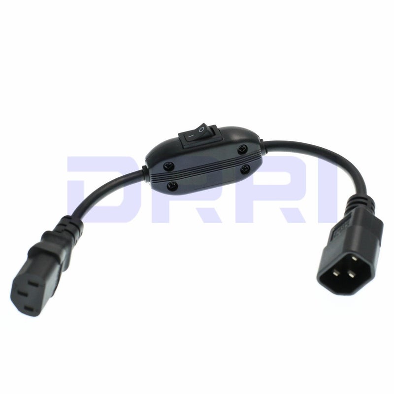 DRRI PDU UPS Power Cord Cable 100-250V, IEC 320 C14 to C13 with On/Off Switch 1ft/30CM for Computer Server, Monitor - Image 3